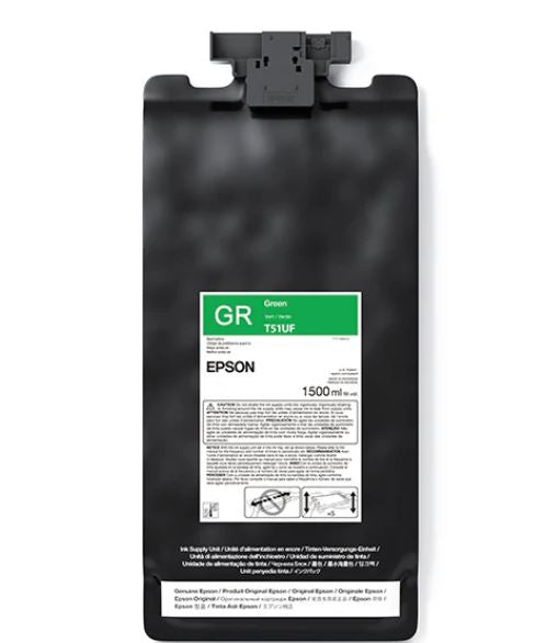 Epson ink cartridge with green label on a white background