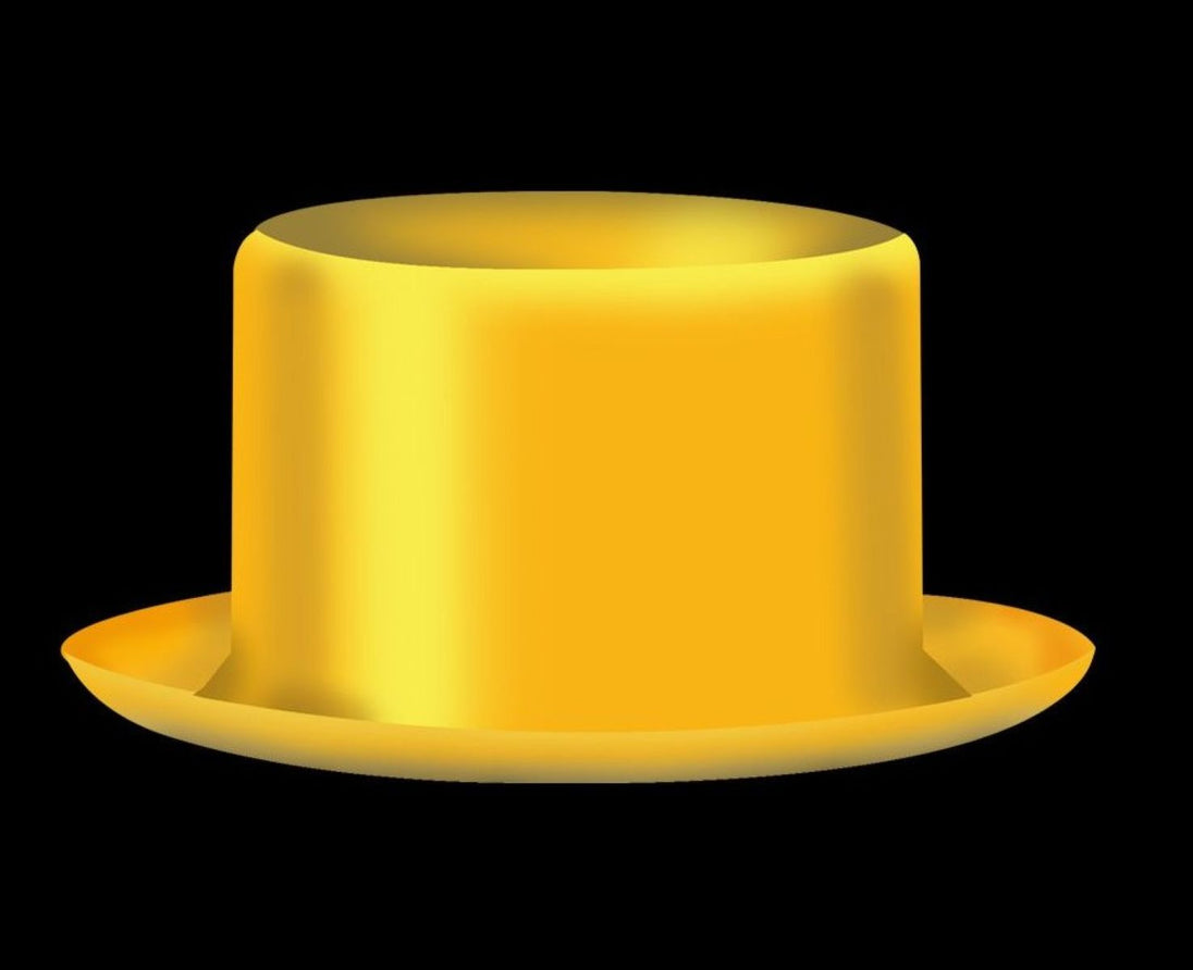 Yellow top hat on a black background