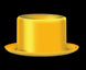Yellow top hat on a black background