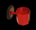 Red plastic heater holder on a black background
