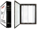 Two views of a SIGNHERO LED wall light box: one showing the black cabinet exterior with a white front panel and product graphic, and the other showing the open cabinet interior with four vertical LED light bars inside.