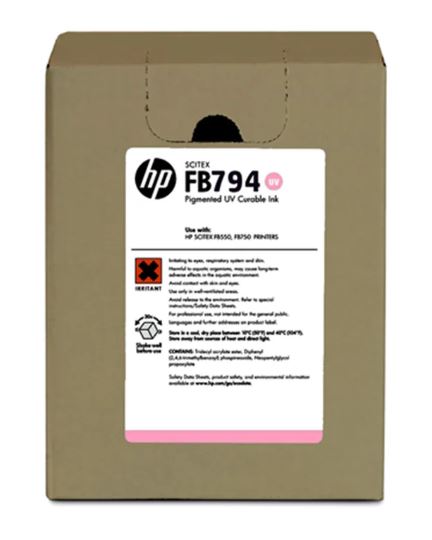 Box of HP FB794 ink cartridge with label on a white background