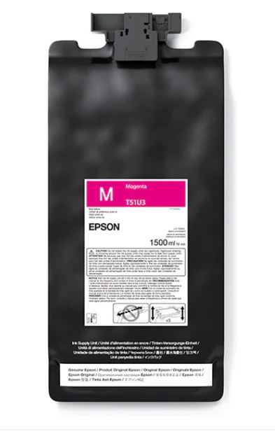 Epson ink cartridge packaging with magenta label on a white background