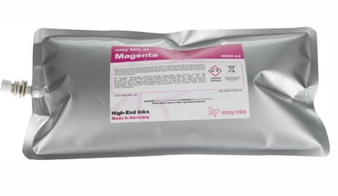 Magenta ink cartridge packaging on a white background