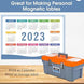 Toolbox with a 2023 calendar attached, labeled 'Great for Making Personal Magnetic Labels'.