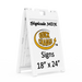 White a-frame sign with 'Signicade MDX Quick Change Signs' branding and dimensions on a white background