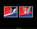 Two hands using Mega Tape on a red and blue surface.