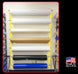 Rolls of fabric or paper on a rack with 'Made in the U.S.A.' label
