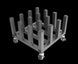 Metal rack with wheels on a black background