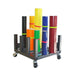 Cart with colorful vinyl rolls on a white background