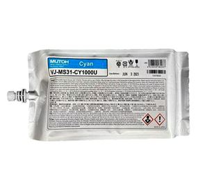 Mutoh ink cartridge with label on a white background