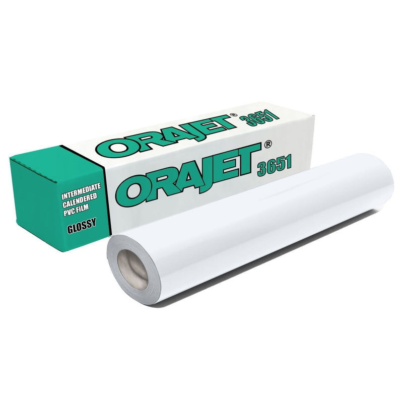 ORAJET 3651 intermediate printable adhesive vinyl roll with ORAJET 3651 packaging