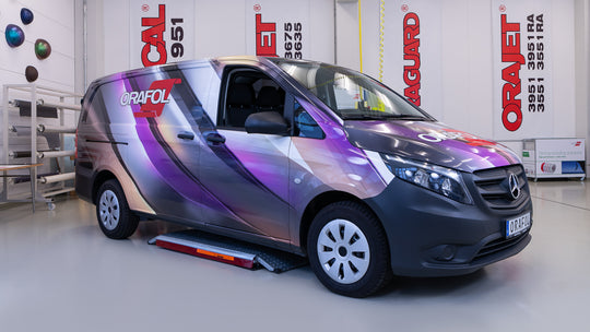 Commercial van wrapped with ORAJET 3951RA+ ProSlide premium cast printable film