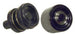 Two black rubber bushings on a white background
