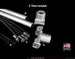 Metal poles and connectors with text indicating '3' Poles Included' and 'Made in the USA' on a black background.