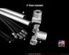Metal poles and connectors with text indicating '3' Poles Included' and 'Made in the USA' on a black background.