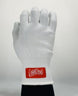 White glove with a red label on a light gray background