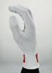 White glove with red label on a gray background