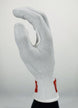 White glove with red label on a gray background