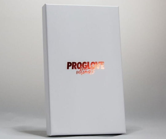 White box with 'PROGLOVE Ultimate' text on a gray background