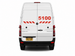 White van with red and black graphics on a white background