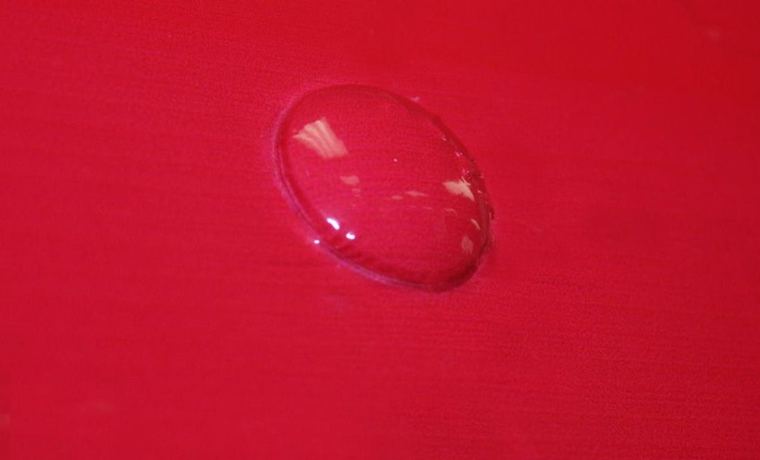 Water droplet on a red surface