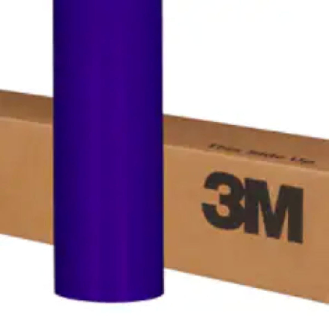 Purple vinyl wrap roll with 3M branding on a cardboard box