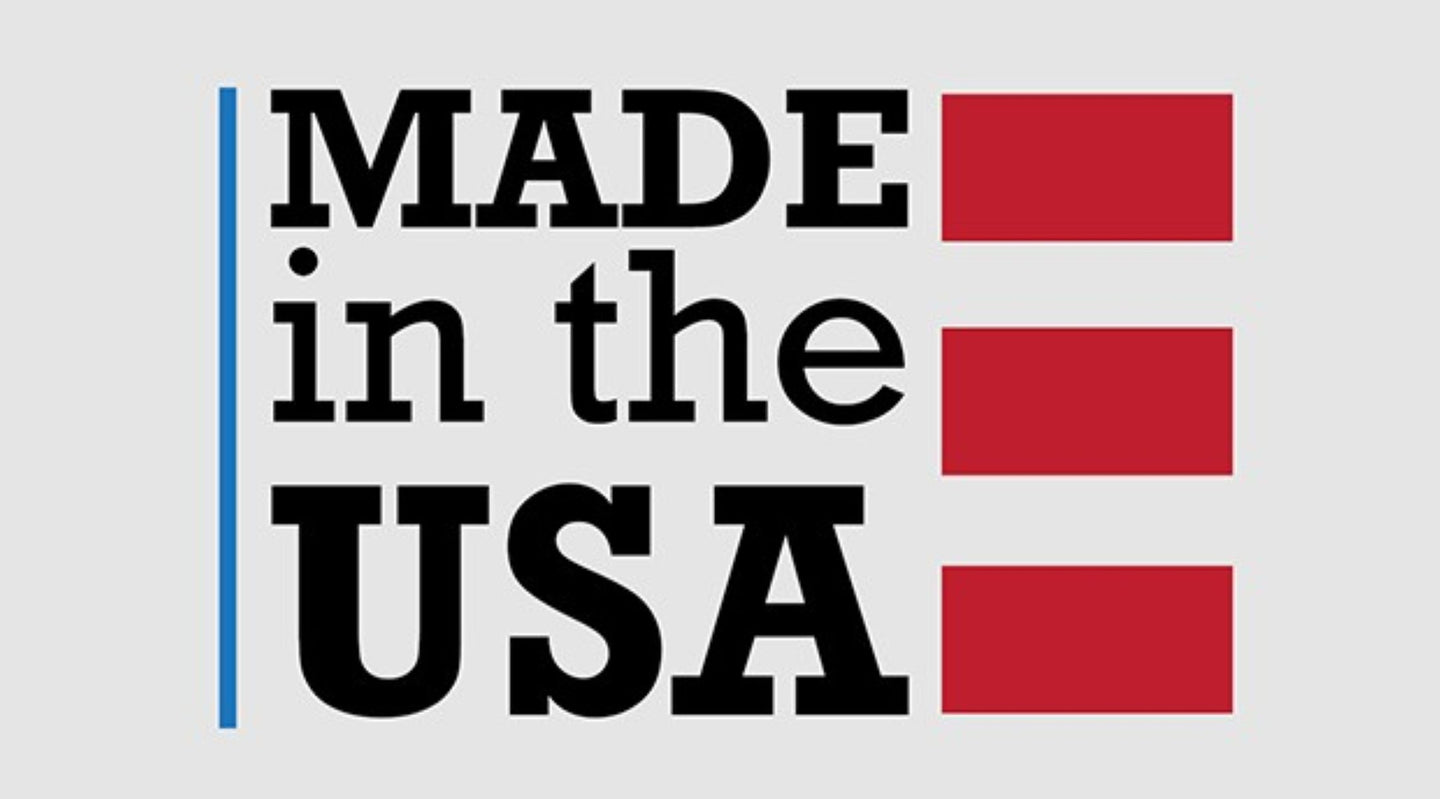 Logo with 'Made in the USA' text on a gray background