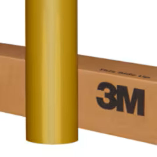 Gold vinyl wrap roll with 3M branding on a white background
