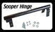 Sooper Hinge product with hardware on a white background