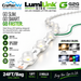 CrafterNV LumiLink Side G20 24V LED channel letter lighting strip shown on a white background with product specs, available colors, and branding.