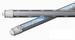Two long LED linear light tubes shown diagonally on a plain white background, with white end caps and visible internal LED chips.