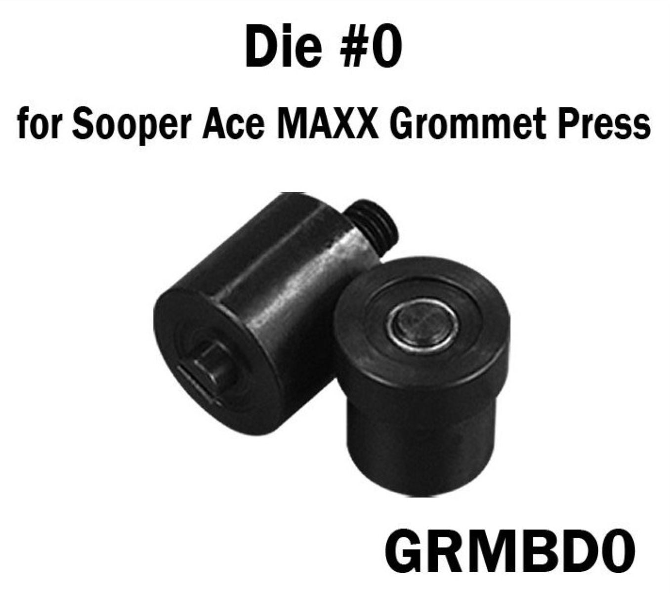 Black grommet die for Sooper Ace MAXX Grommet Press on a white background