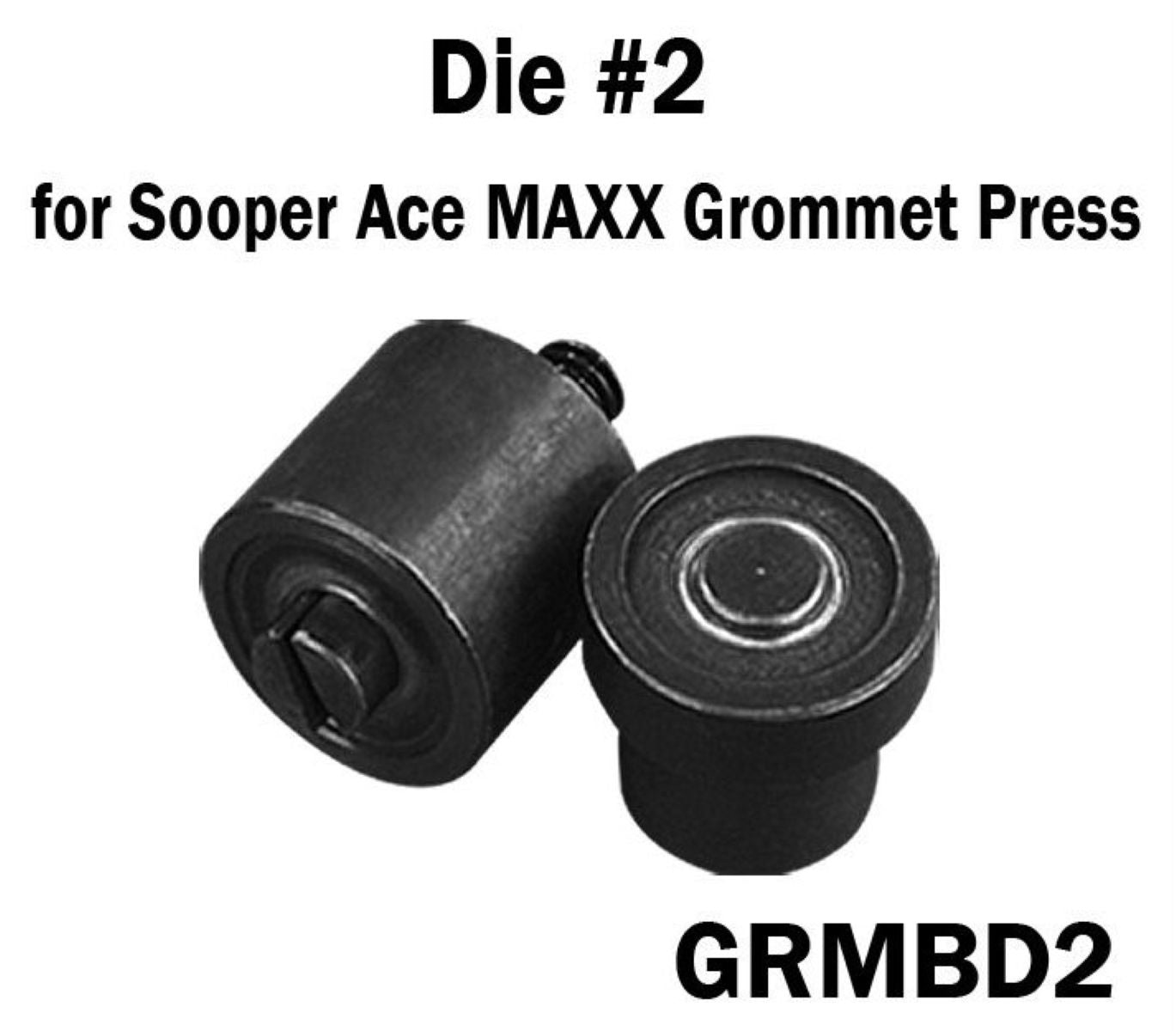Black grommet die for Sooper Ace MAXX Grommet Press on a white background