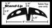 Black stand-up table top bracket with measurements on a white background