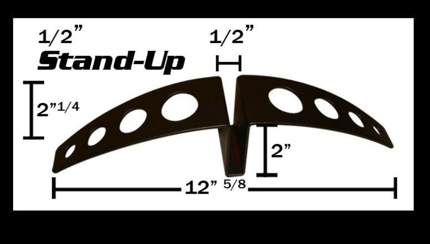 Stand-up product with dimensions labeled on a white background