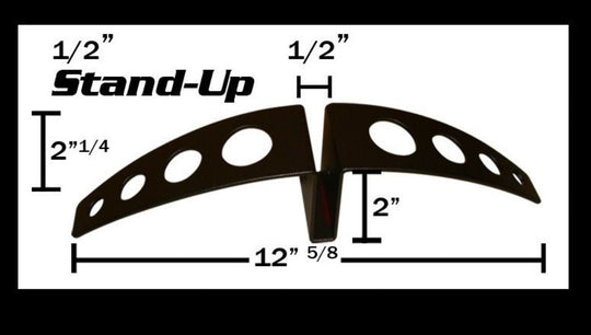 Stand-up product with dimensions labeled on a white background