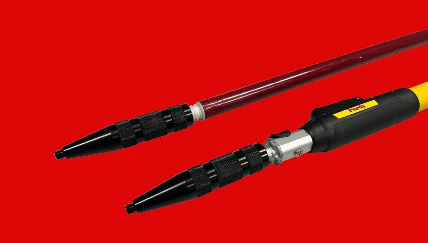 Two cylindrical objects with black and yellow ends on a red background