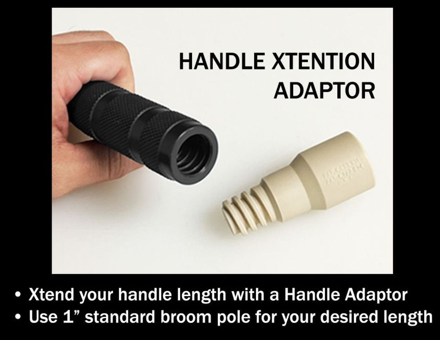 Handle extension adaptor with text on a white background