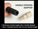 Handle extension adaptor with text on a white background