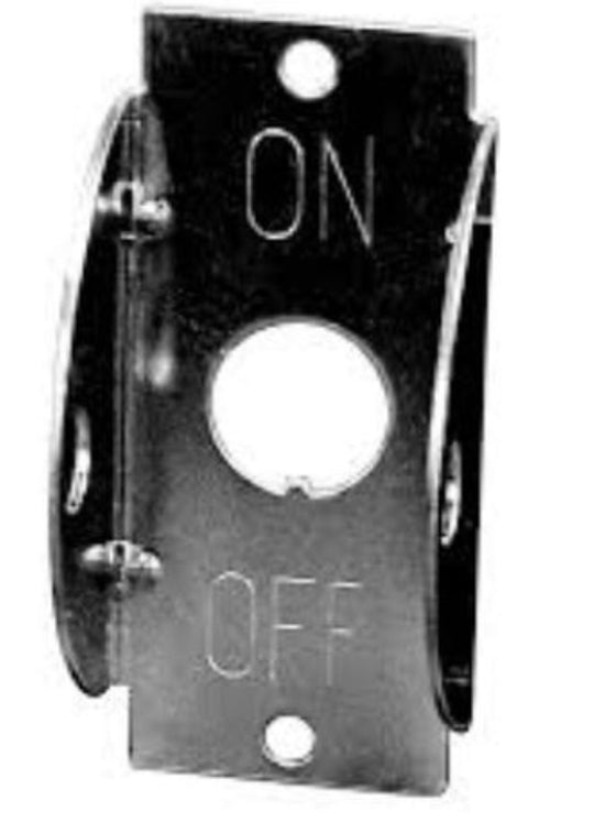 Black 'On' and 'Off' toggle switch on a white background