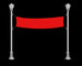 Red curtain between two streetlights on a black background