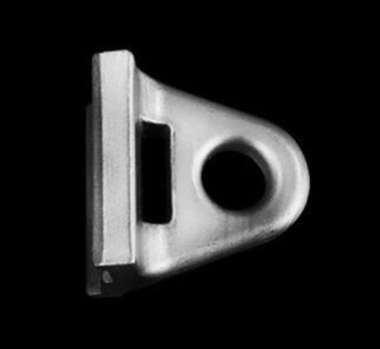 Metal triangular bracket on a black background