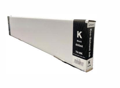 Box of K black eco-solvent ink on a white background