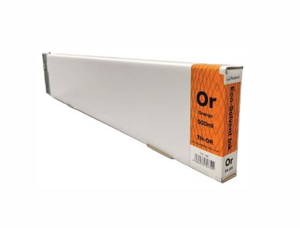 Long roll of paper with an orange label on a white background