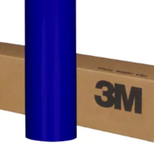 Blue vinyl wrap roll with 3M box in the background