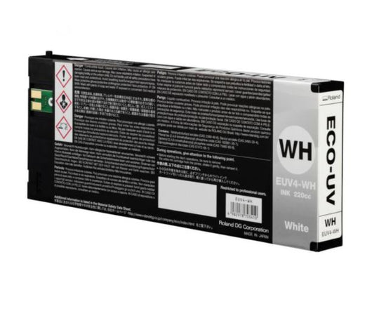 White ink cartridge packaging with black text on a white background