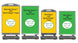 Four sign holders with different configurations and labelings on a white background