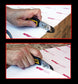 Two views of a hand using a box cutter on a box with 'Nate's' branding.