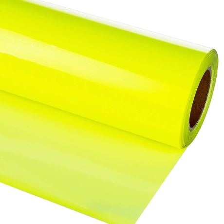 Roll of yellow vinyl wrap on a white background
